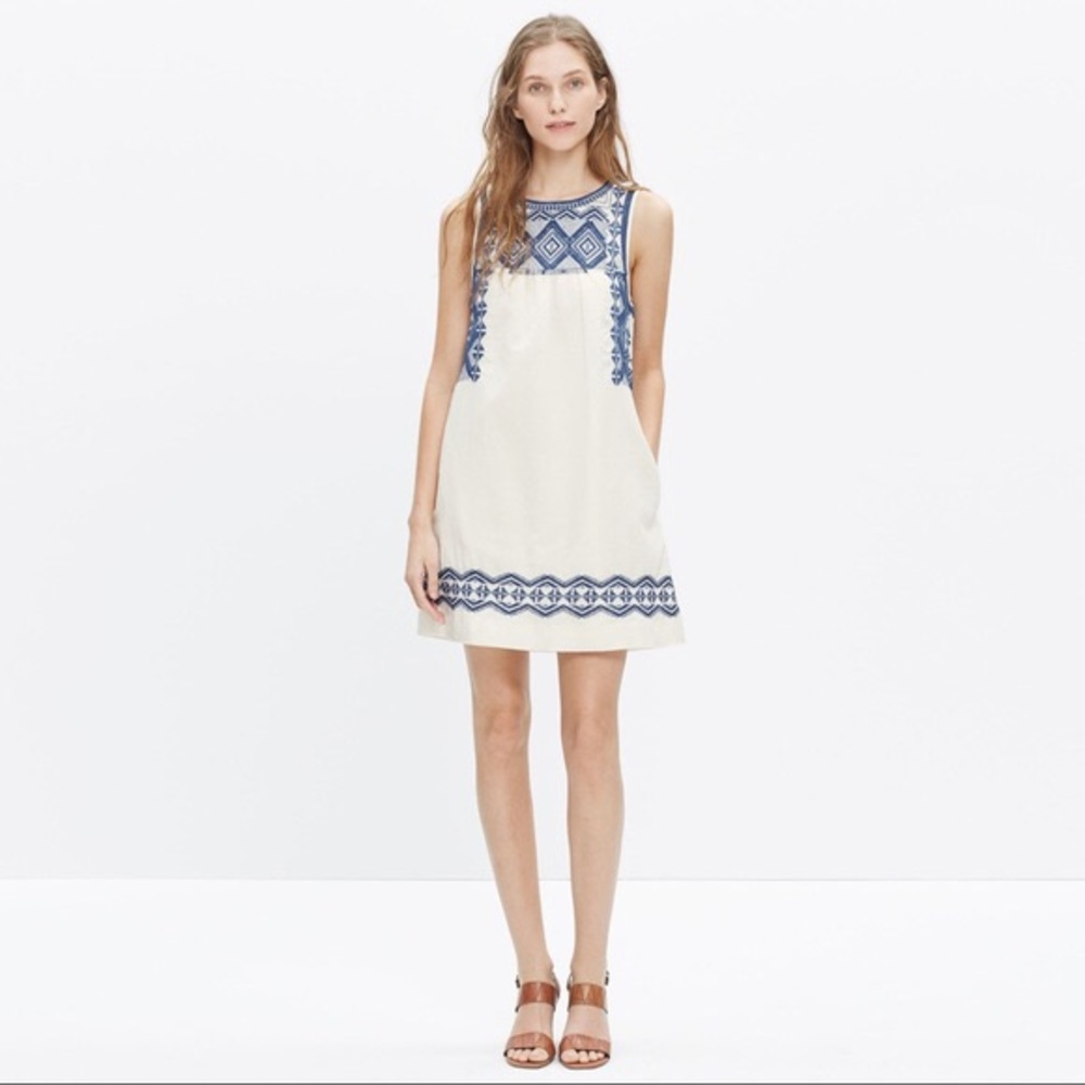 madewell stitchtake embroidered shift dress